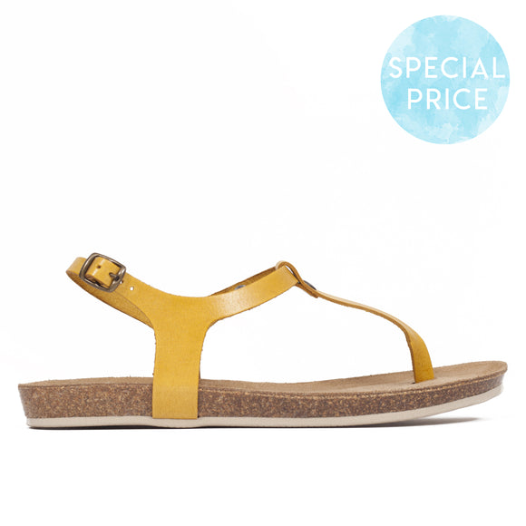 Sandalen Flach Zehentrenner BIO CONFORT Gelb - Special Price -